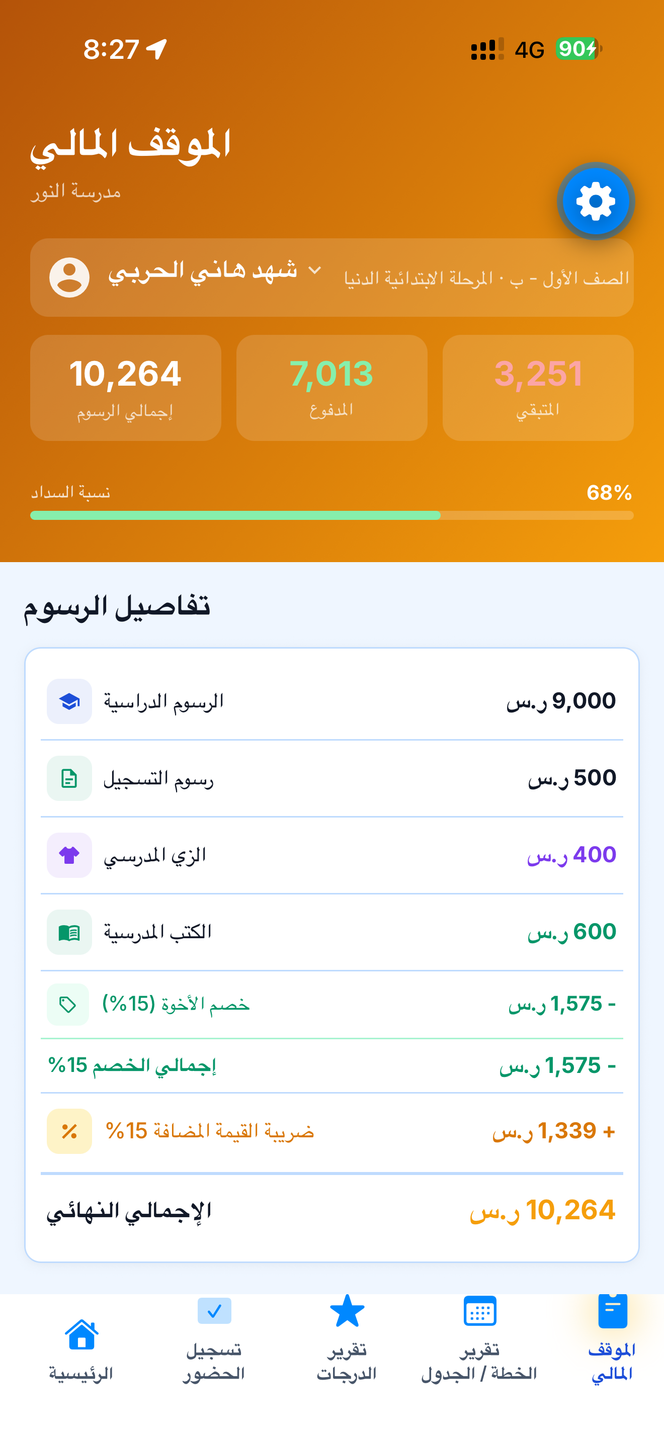 الموقف المالي لولي الأمر والمستحقات والمدفوعات